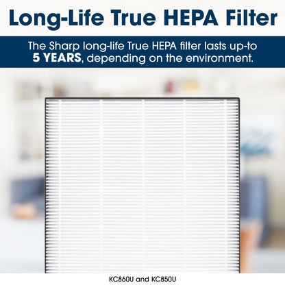 Sharp Plasmacluster Ion Air Purifier with True HEPA + Humidifier for Medium Rooms (KC850U)