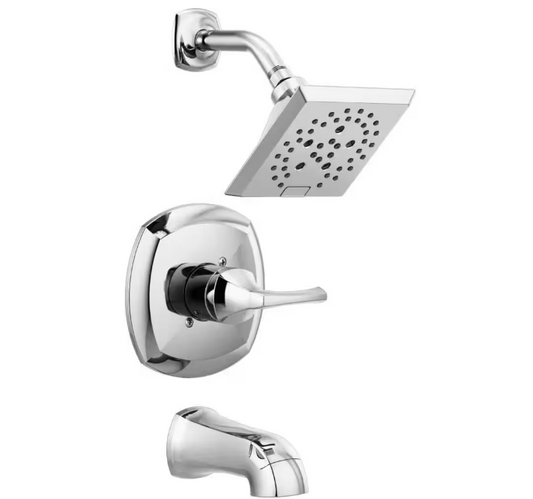Delta 1004945062 | Portwood Single-Handle 5-Spray Tub and Shower Faucet with H2Okinetic in Chrome (Valve Included)