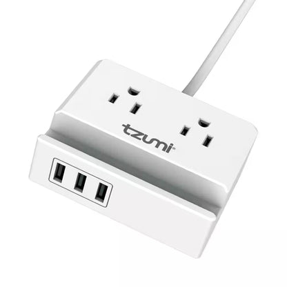 Tzumi 8447HD | Power Dock 2-Outlet Multi-Port Surge Protector and Phone Stand