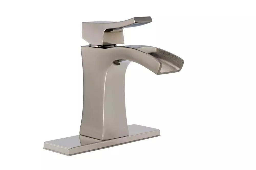 Signature Hardware SHWSCVL105PN | Vilamonte Single Handle Monoblock Bathroom Sink Faucet in Polished Nickel