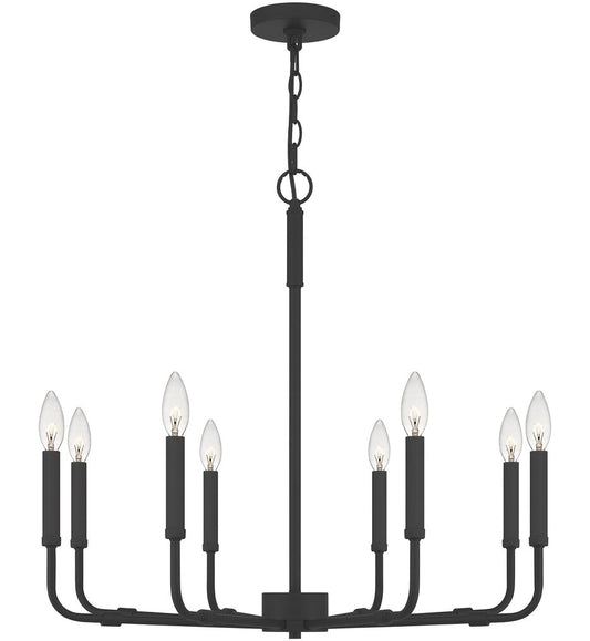 Quoizel ABR5028MBX | Abner 8 Light 28 inch Matte Black Chandelier Ceiling Light