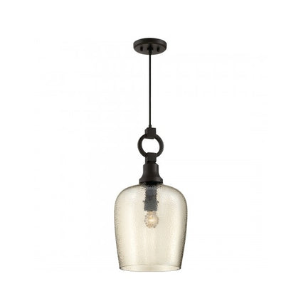 Quoizel CKKD1512WT | Kendrick Single Light 11-1/2" Wide Pendant with Smoked Hammered Glass Shade