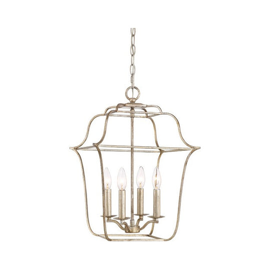 Quoizel GLY5204CS | Gallery 4 Light 14 inch Century Silver Leaf Foyer Piece Ceiling Light