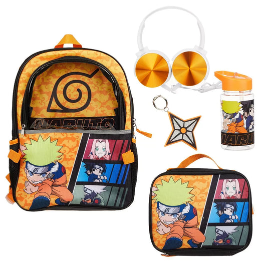 Naruto 5-Piece Back-to-School Set – 16" Laptop Backpack, Lunch Tote & Accessories