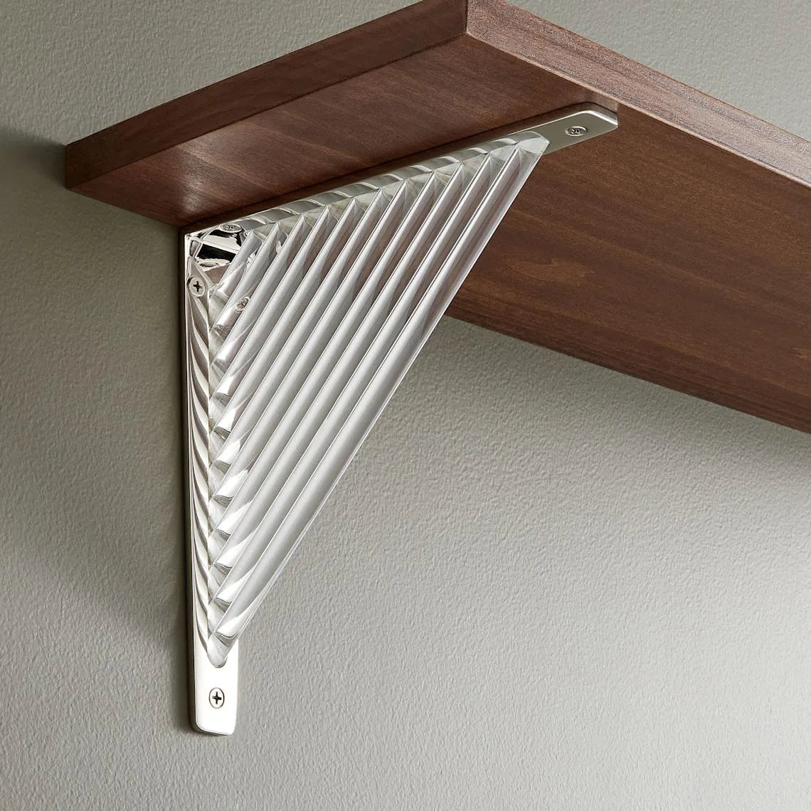 Signature Hardware SH554012PN | Acrylic Shelf Bracket - 8 " x 8 " - Polished Nickel/Clear Acrylic, Brass Base Metal