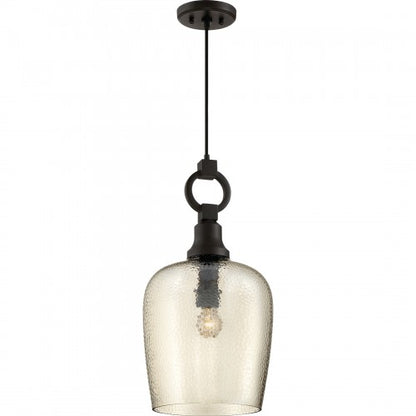 Quoizel CKKD1512WT | Kendrick Single Light 11-1/2" Wide Pendant with Smoked Hammered Glass Shade