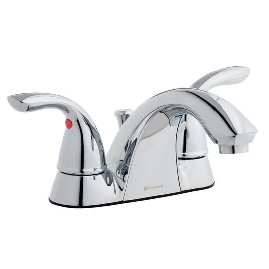 Glacier Bay 505 838 | Builders 4 in. Centerset Double Handle Low-Arc Bathroom Faucet in Chrome