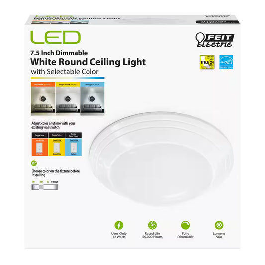 Feit Electric 1004 120 297 | 7 in. Selectable Integrated LED Flush White Dimmable Color CCT Title 24 Mount Disk Light
