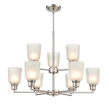 Millennium 2819-BN | Amberle 9-Light Chandelier Ceiling Light Brushed Nickel