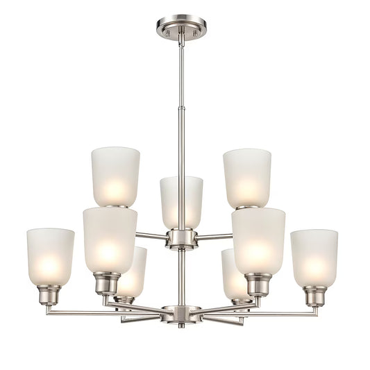 Millennium 2819-BN | Amberle 9-Light Chandelier Ceiling Light Brushed Nickel