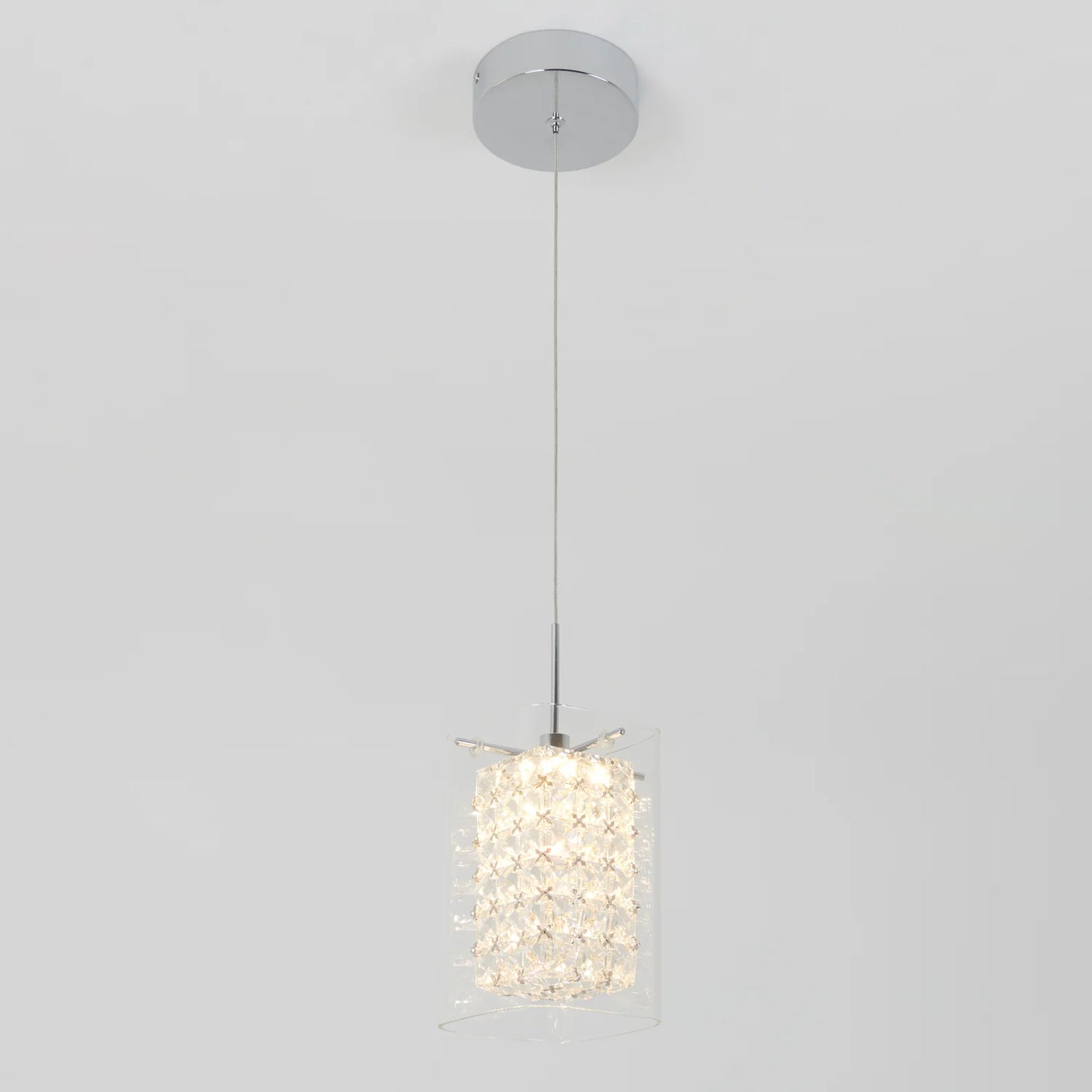 Artika PDT-1CC | Crystal Cube 1-Light LED Pendant Light in Chrome Finish