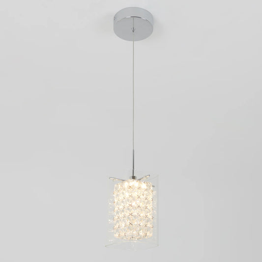 Artika PDT-1CC | Crystal Cube 1-Light LED Pendant Light in Chrome Finish