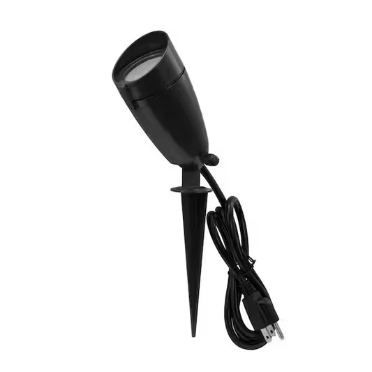 Commercial Electric 1002 963 460 | 14-Watt 1100 Lumens Line Voltage Bronze Integrated LED Landscape Flood Light with Spike Plug-in