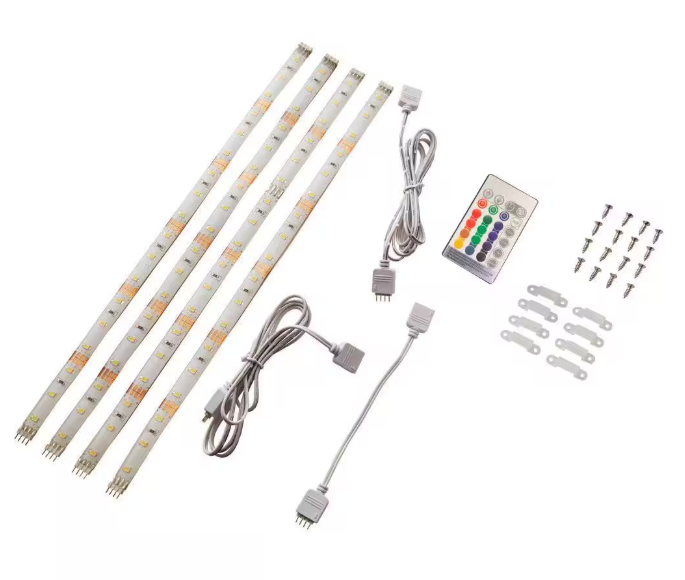 Commercial Electric 1002 959 145 | Linkable RGBW Indoor LED Flexible Tape Light Kit (4-Strip Pack)
