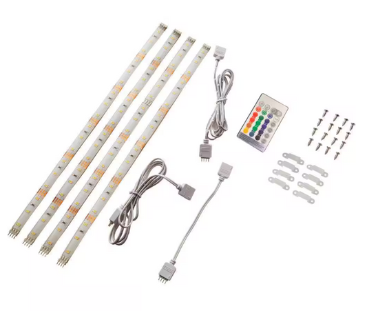Commercial Electric 1002 959 145 | Linkable RGBW Indoor LED Flexible Tape Light Kit (4-Strip Pack)
