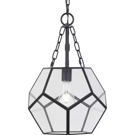 Progress Lighting 1006 626 931 | Wianno 1-Light Matte Black Pendant with Clear Bound Glass Shade