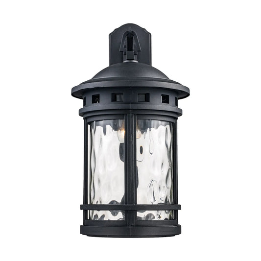 Trans Globe 40372BK | Boardwalk Single Light 20" Tall Outdoor Wall Sconce with Water Glass Shade