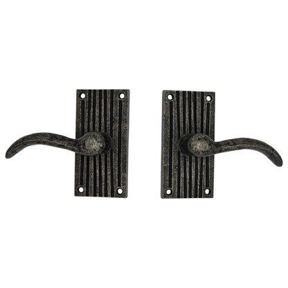 Signature Hardware Corded-Bronze Passage Interior Door Set - Lever Handle 2-3/8" Backset - Left Hand - Antique Pewter