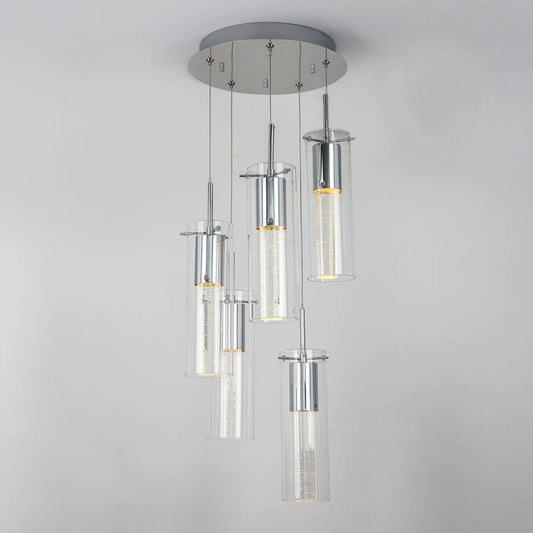 Artika OME64B-BL | Essence 5-Light LED Pendant in Chrome Finish