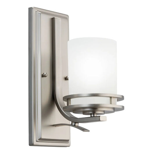 Kichler Hendrik 5076NI | Hendrik 1 Light 5 inch Brushed Nickel Wall Bracket Wall Light in Satin Etched Cased Opal