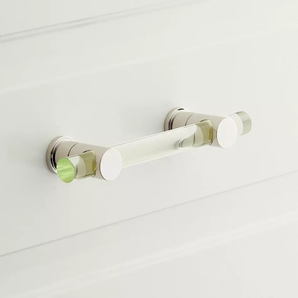 Signature Hardware 5-1/16" Clanora Acrylic Cabinet Pull - Transparent Green/Polished Nickel