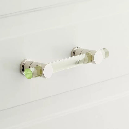 Signature Hardware 5-1/16" Clanora Acrylic Cabinet Pull - Transparent Green/Polished Nickel
