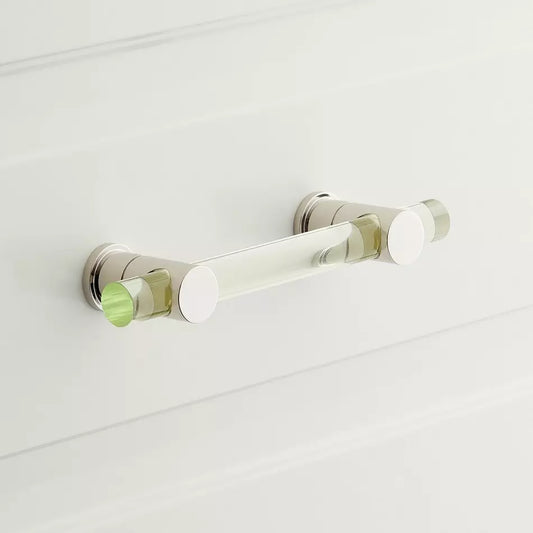 Signature Hardware 5-1/16" Clanora Acrylic Cabinet Pull - Transparent Green/Polished Nickel