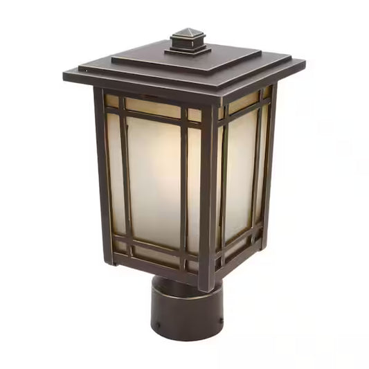 Home Decorators Collection 1001061986 | Port Oxford 1-Light Oil-Rubbed Chestnut Outdoor Post Mount Lantern