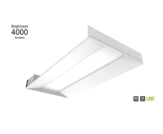 Commercial Electric 1003 957 956 | 1-Pack 2 ft. x 4 ft. White Selectable CCT Integrated LED Center Basket Troffer Light Fixture at 4000 Lumens, 3500-4000K