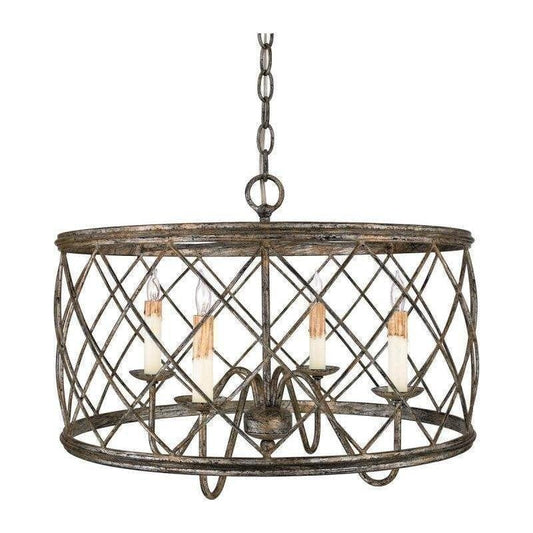 Quoizel RDY2821CS | Dury Pendant, 4-Light 240 Total Watts, Century Silver Leaf