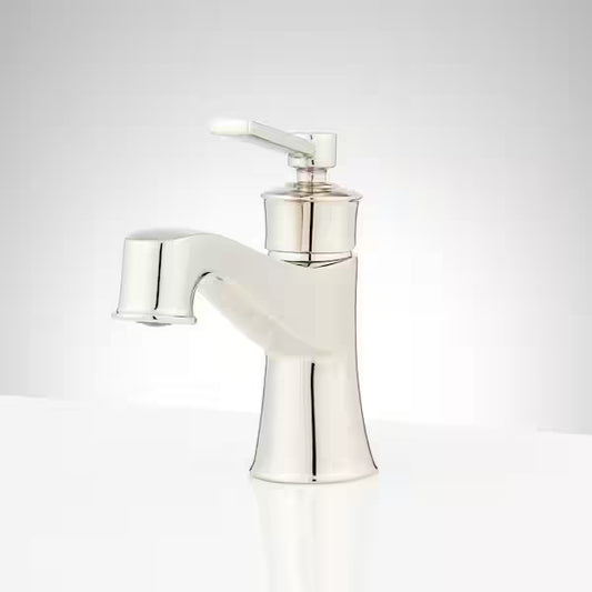Signature Hardware Pendleton Single Handle Mid Arc Single Hole Bathroom Faucet with Spot Resistant in Polished Nickel