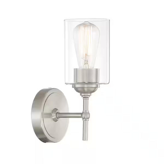 Home Decorators Collection 1006 447 733 | Ayelen 1-Light Brushed Nickel Indoor Wall Sconce, Modern Wall Light