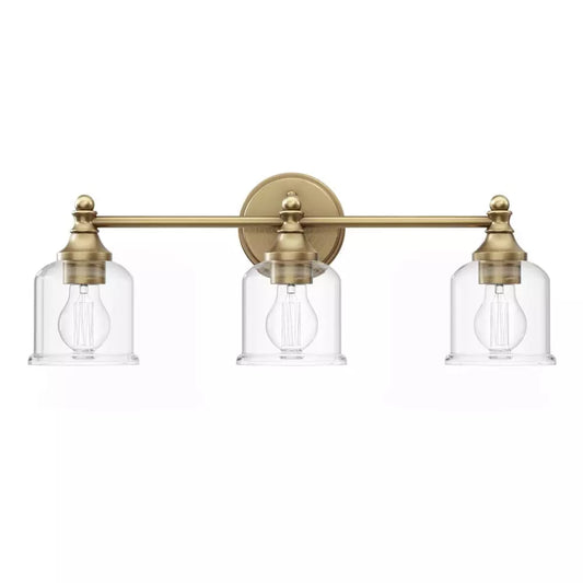 Signature Hardware SHVL3163AGBR | Hesby 3 Light 23" Wide Bathroom Vanity Light in Aged Brass