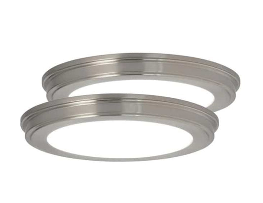 Commercial Electric 1003 334 178 | (2-Pack) 13 in. Brushed Nickel Color Changing LED Ceiling Flush Mount