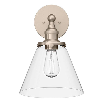 Signature Hardware SHWL3321BN | Barwell Single Light 14" Tall Wall Sconce with Frosted Glass Shade - Brushed Nickel