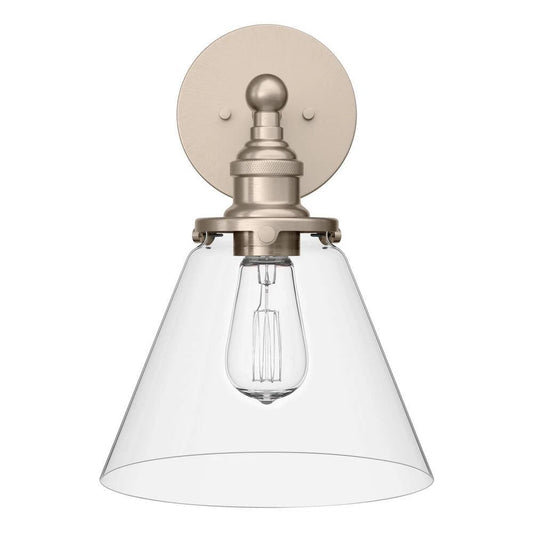 Signature Hardware SHWL3321BN | Barwell Single Light 14" Tall Wall Sconce with Frosted Glass Shade - Brushed Nickel