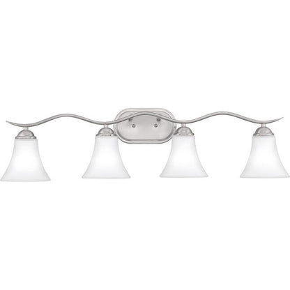 Quoizel KGF8604BN | Kingfield 4 Light 34-1/2" Wide Bathroom Vanity Light with Etched Glass Shades
