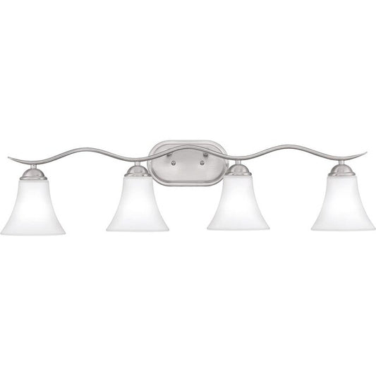 Quoizel KGF8604BN | Kingfield 4 Light 34-1/2" Wide Bathroom Vanity Light with Etched Glass Shades