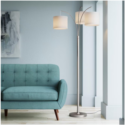 Hampton Bay 1001 731 456 | 78 in. Height 3-Arc Floor Lamp - Brushed Nickel Finish