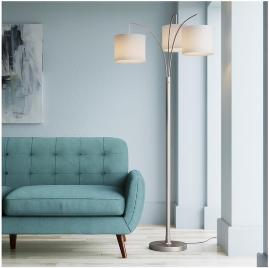 Hampton Bay 1001 731 456 | 78 in. Height 3-Arc Floor Lamp - Brushed Nickel Finish