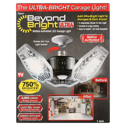 (Open Box) Beyond Bright Garage Light Ultra Bright LED, Motion Activated, Beam Angle 270 º