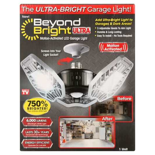 (Open Box) Beyond Bright Garage Light Ultra Bright LED, Motion Activated, Beam Angle 270 º