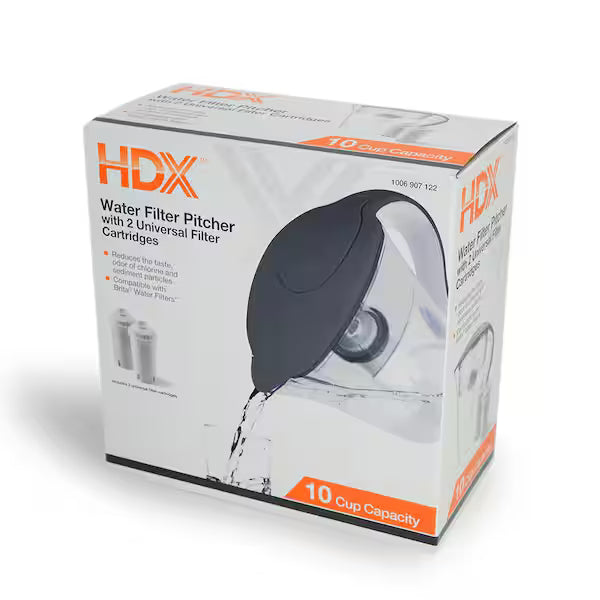 HDX HS530 | 10-Cup Large Water Filter Pitcher, BPA Free