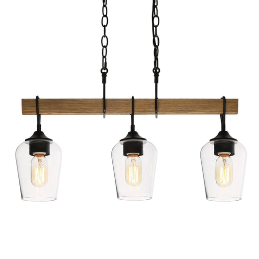 LNC A04186 | Zovira 3-Light Wood Island Light
