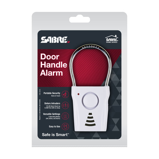 Sabre HS-DHA | Door Handle Alarm – 110dB Home Security Device – Compact 8"x6"x1", Lightweight 0.2 lb