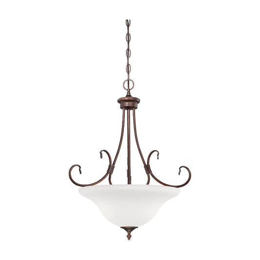 Millennium 1383-RBZ | Fulton 3-Light Rubbed Bronze Traditional Etched Glass Bowl Hanging Pendant Light
