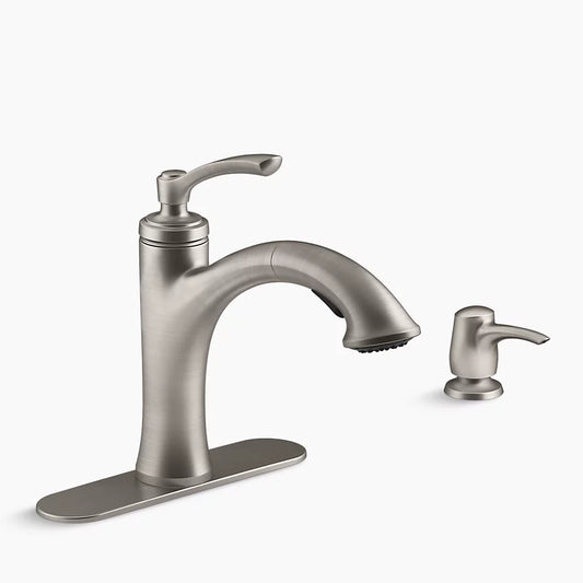 Kohler R16399-SD-VS | Elliston Pull-Out itchen Faucet With Soap/Lotion Dispense in Vibrant Stainless