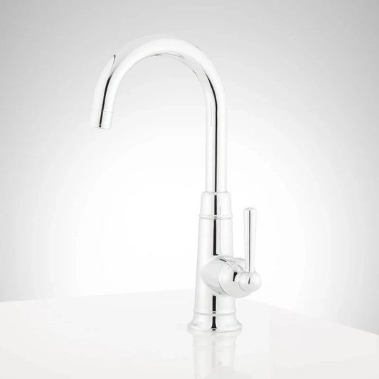 Signature Hardware SHXCHA103CP | Hartfield Single-Hole Bar Faucet – Polished Chrome, Brass Construction