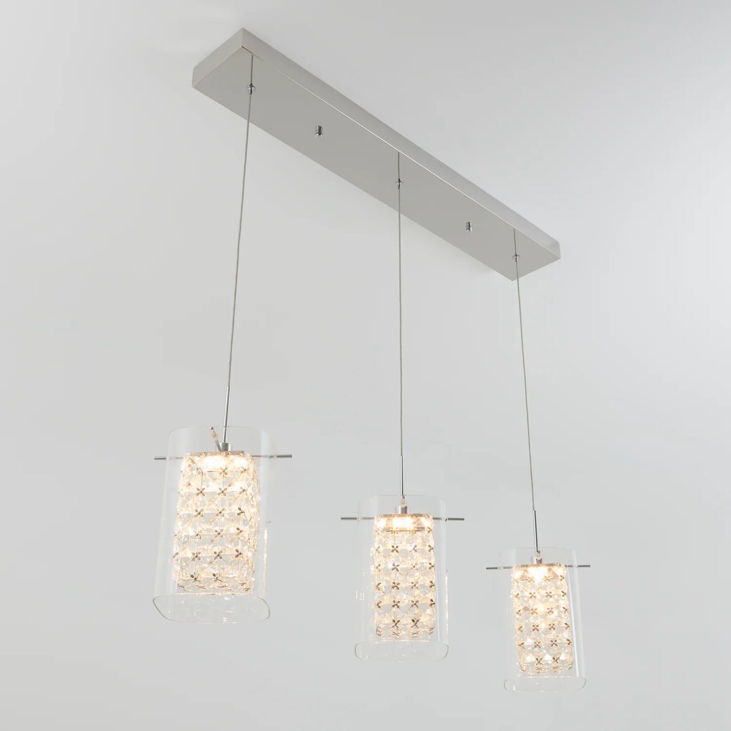 Artika PDT-3CC | Crystal Cube 3-Light LED Pendant Light in Chrome Finish