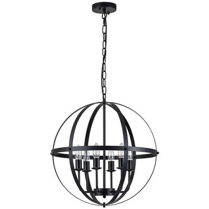 Hatteras Pendant BD21032-B | Leia 6-Light Matte Black Candle Style Globe Chandelier